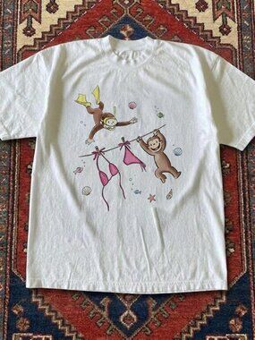 White Curious George graphic tee